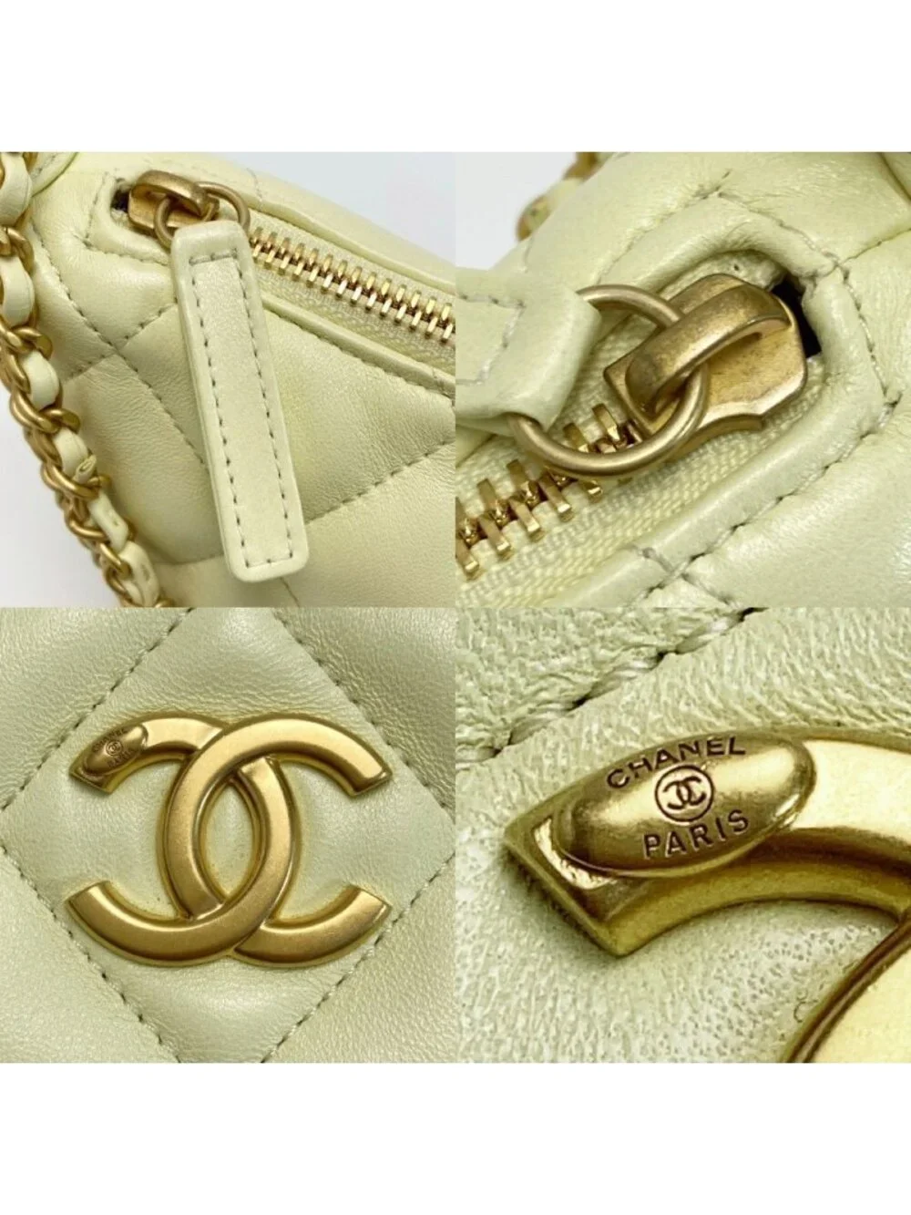 Chanel CC Logo Quilted Hobo Yellow Lambskin Chain